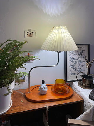 Ornelle Lampe de Table en Bois Et Tissu d'Art
