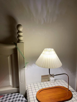 Ornelle Lampe de Table en Bois Et Tissu d'Art