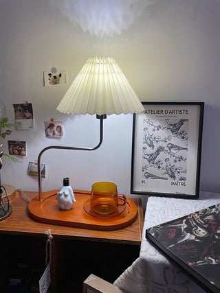 Ornelle Lampe de Table en Bois Et Tissu d'Art