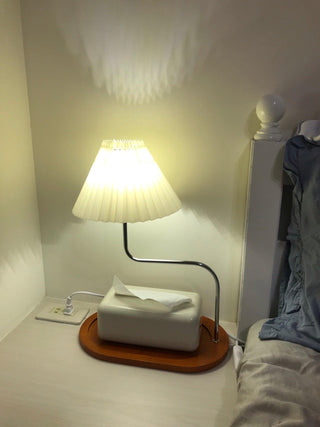 Ornelle Lampe de Table en Bois Et Tissu d'Art