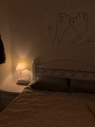 Ornelle Lampe de Table en Bois Et Tissu d'Art