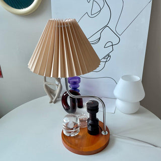 Ornelle Lampe de Table en Bois Et Tissu d'Art