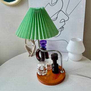 Ornelle Lampe de Table en Bois Et Tissu d'Art