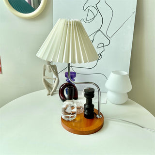 Ornelle Lampe de Table en Bois Et Tissu d'Art