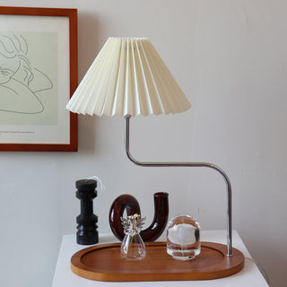 Ornelle Lampe de Table en Bois Et Tissu d'Art