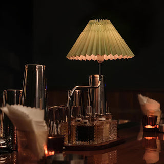 Ornelle Lampe de Table en Bois Et Tissu d'Art