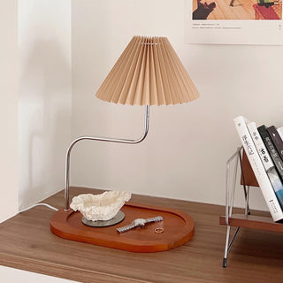 Ornelle Lampe de Table en Bois Et Tissu d'Art