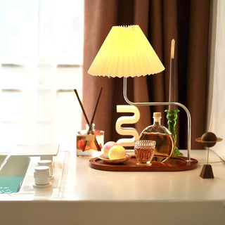 Ornelle Lampe de Table en Bois Et Tissu d'Art