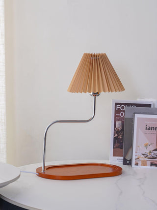 Ornelle Lampe de Table en Bois Et Tissu d'Art