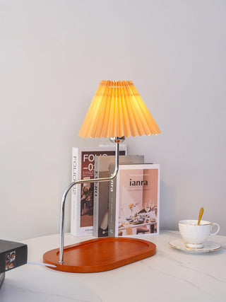 Ornelle Lampe de Table en Bois Et Tissu d'Art