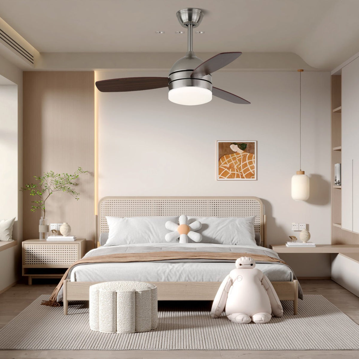 Caelan Ventilateur de Plafond avec Éclairage Moderne du Milieu du Siècle