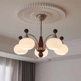 Ivloria Lustre Bois Verre Orbit Élégance Traditionnelle