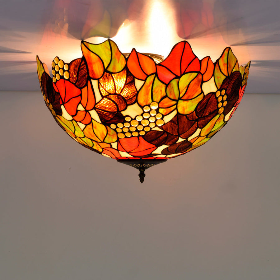 Tiffany Vintage Rustique LED Plafonnier Verre Chambre À Coucher