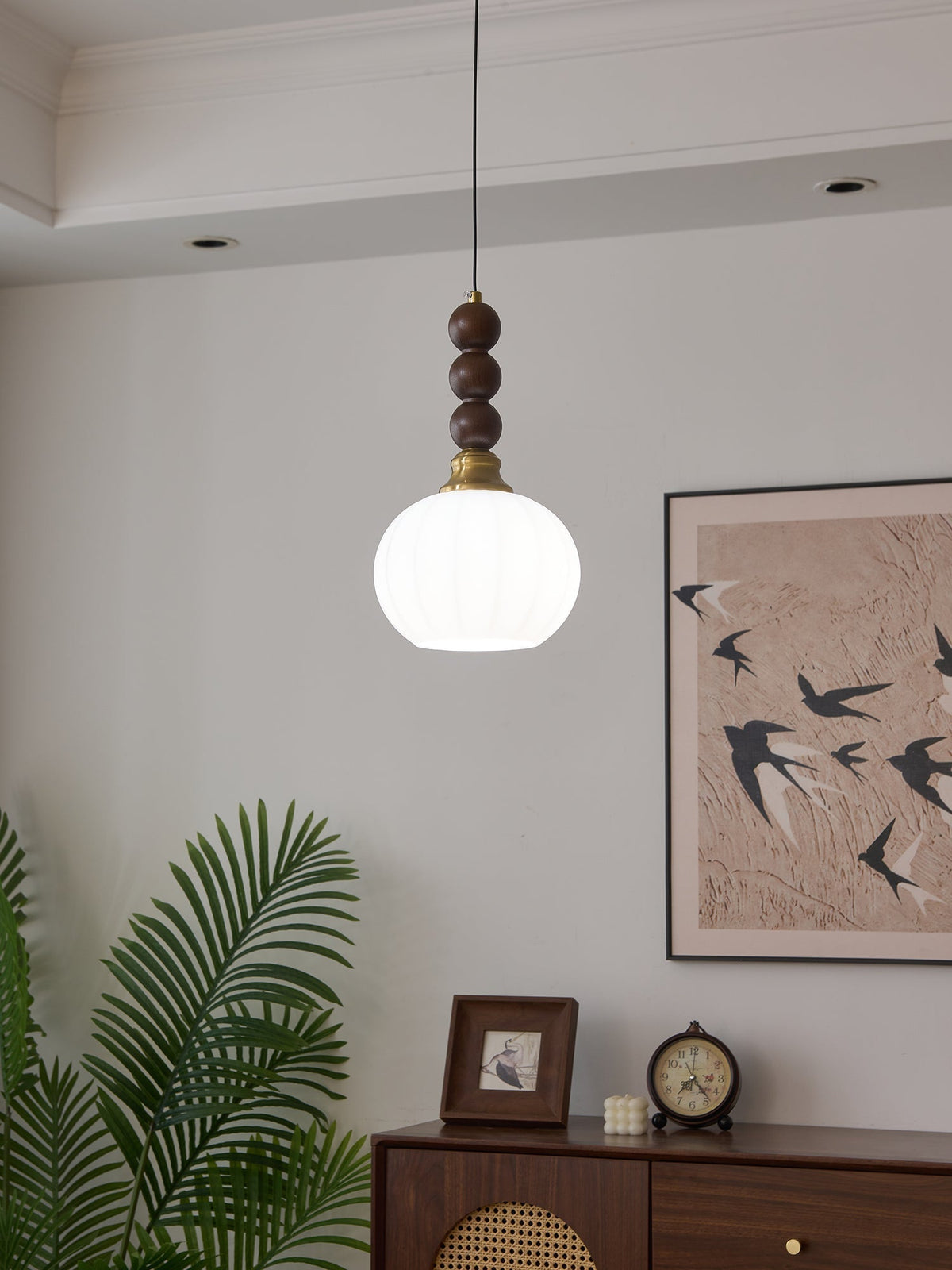 Vothaila Suspension en Verre Vintage et Bois