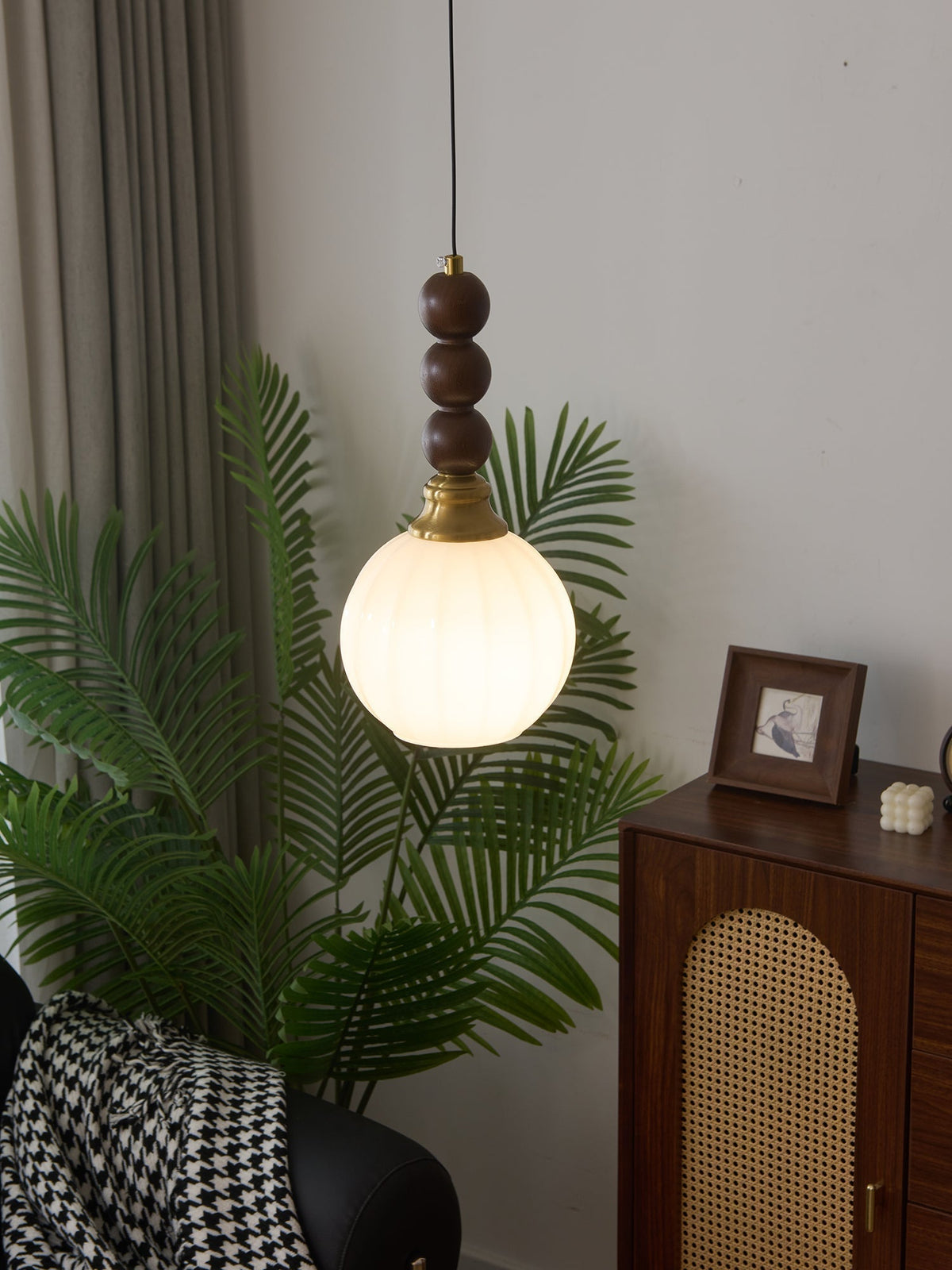 Vothaila Suspension en Verre Vintage et Bois