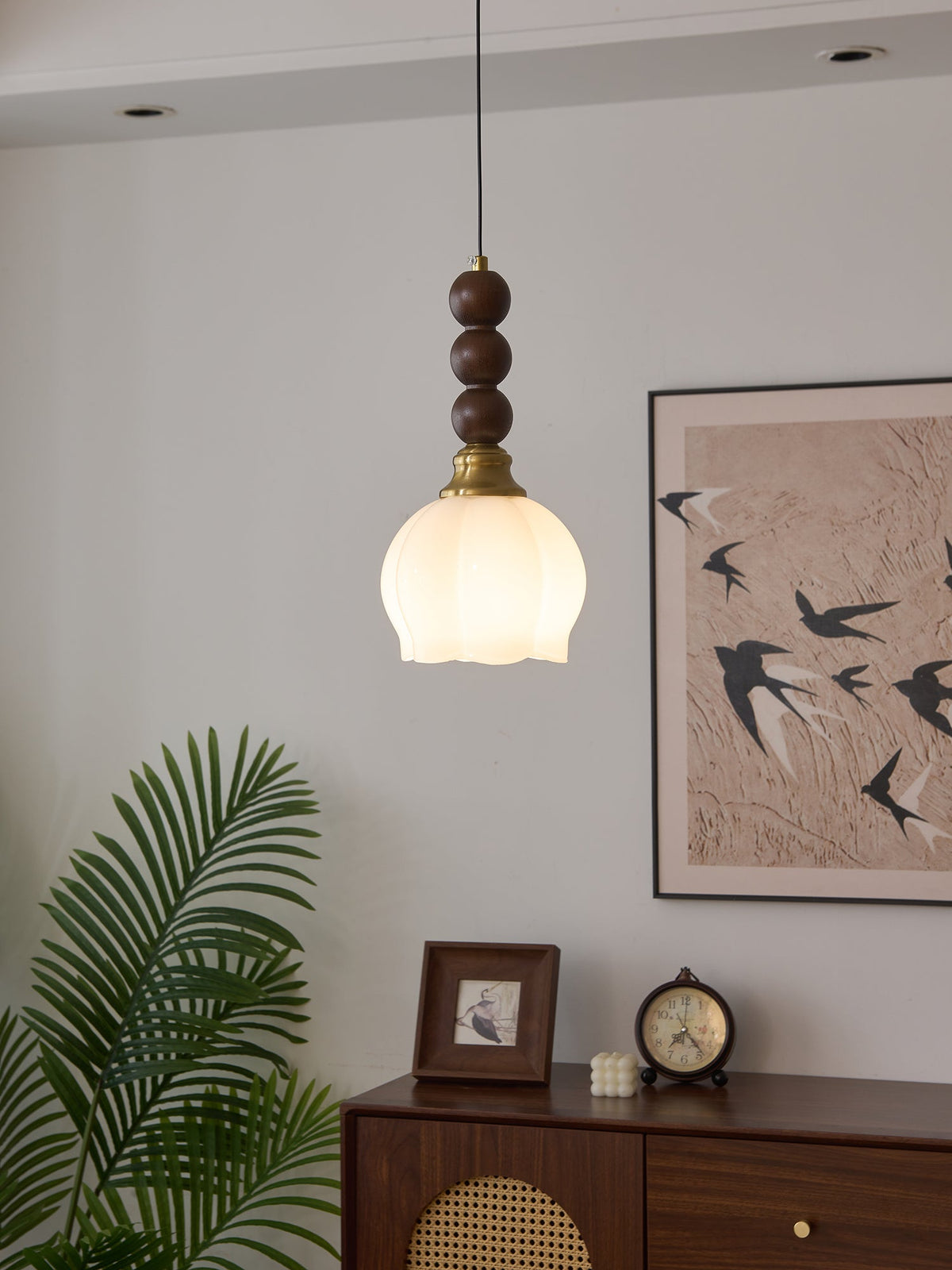 Vothaila Suspension en Verre Vintage et Bois