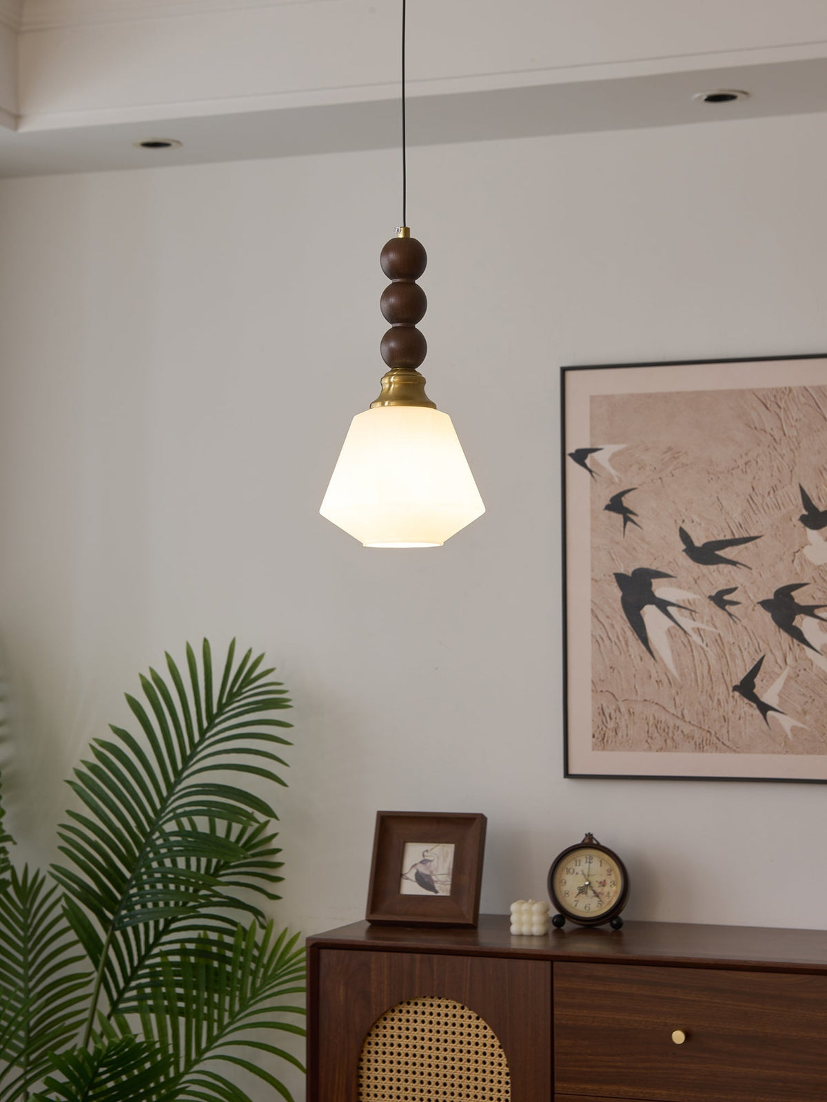Vothaila Suspension en Verre Vintage et Bois