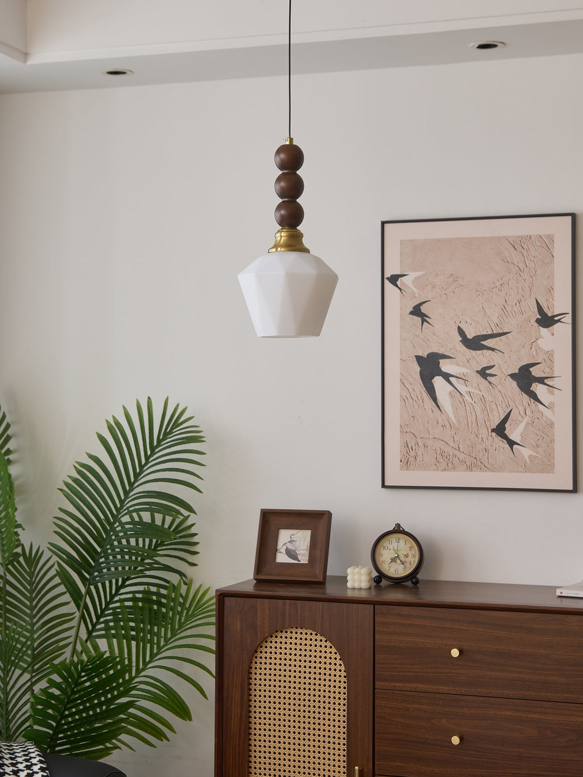 Vothaila Suspension en Verre Vintage et Bois
