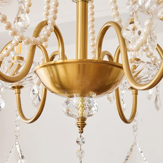 Evaria Lustre Traditionnel en Cristal Et Perles de Luxe
