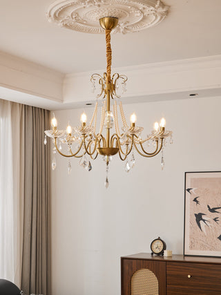 Evaria Lustre Traditionnel en Cristal Et Perles de Luxe