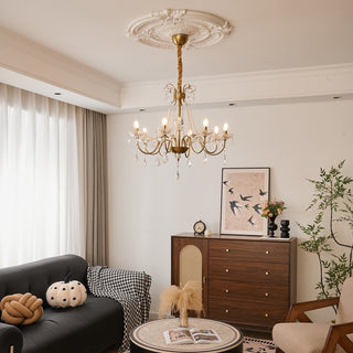 Evaria Lustre Traditionnel en Cristal Et Perles de Luxe