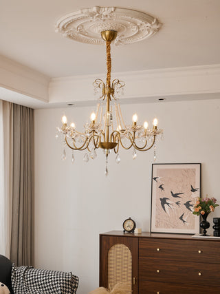 Evaria Lustre Traditionnel en Cristal Et Perles de Luxe