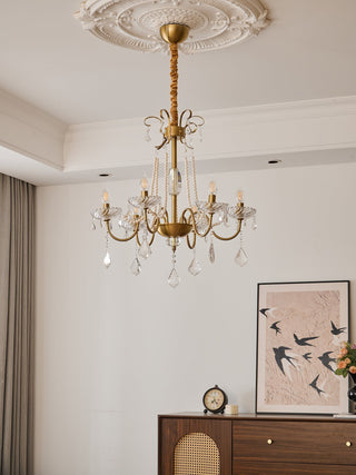 Evaria Lustre Traditionnel en Cristal Et Perles de Luxe