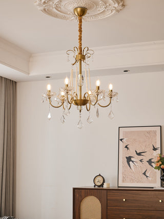 Evaria Lustre Traditionnel en Cristal Et Perles de Luxe