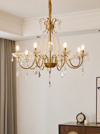 Evaria Lustre Traditionnel en Cristal Et Perles de Luxe