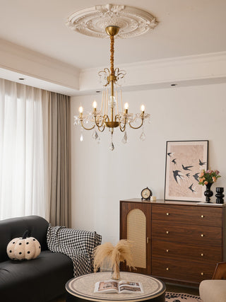 Evaria Lustre Traditionnel en Cristal Et Perles de Luxe