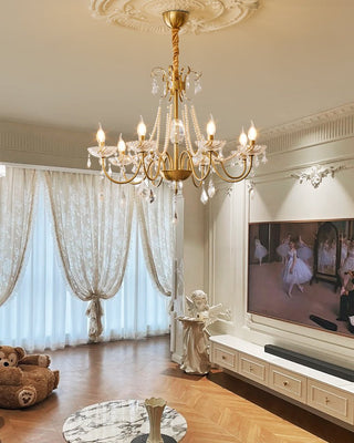 Evaria Lustre Traditionnel en Cristal Et Perles de Luxe