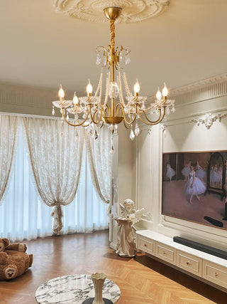 Evaria Lustre Traditionnel en Cristal Et Perles de Luxe