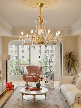 Evaria Lustre Traditionnel en Cristal Et Perles de Luxe