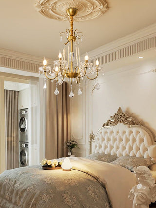 Evaria Lustre Traditionnel en Cristal Et Perles de Luxe