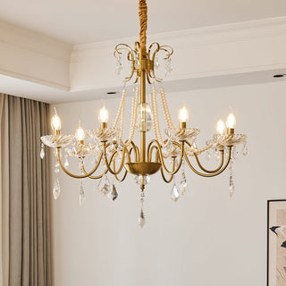 Evaria Lustre Traditionnel en Cristal Et Perles de Luxe