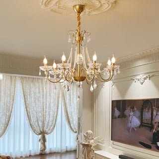 Evaria Lustre Traditionnel en Cristal Et Perles de Luxe