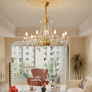 Evaria Lustre Traditionnel en Cristal Et Perles de Luxe