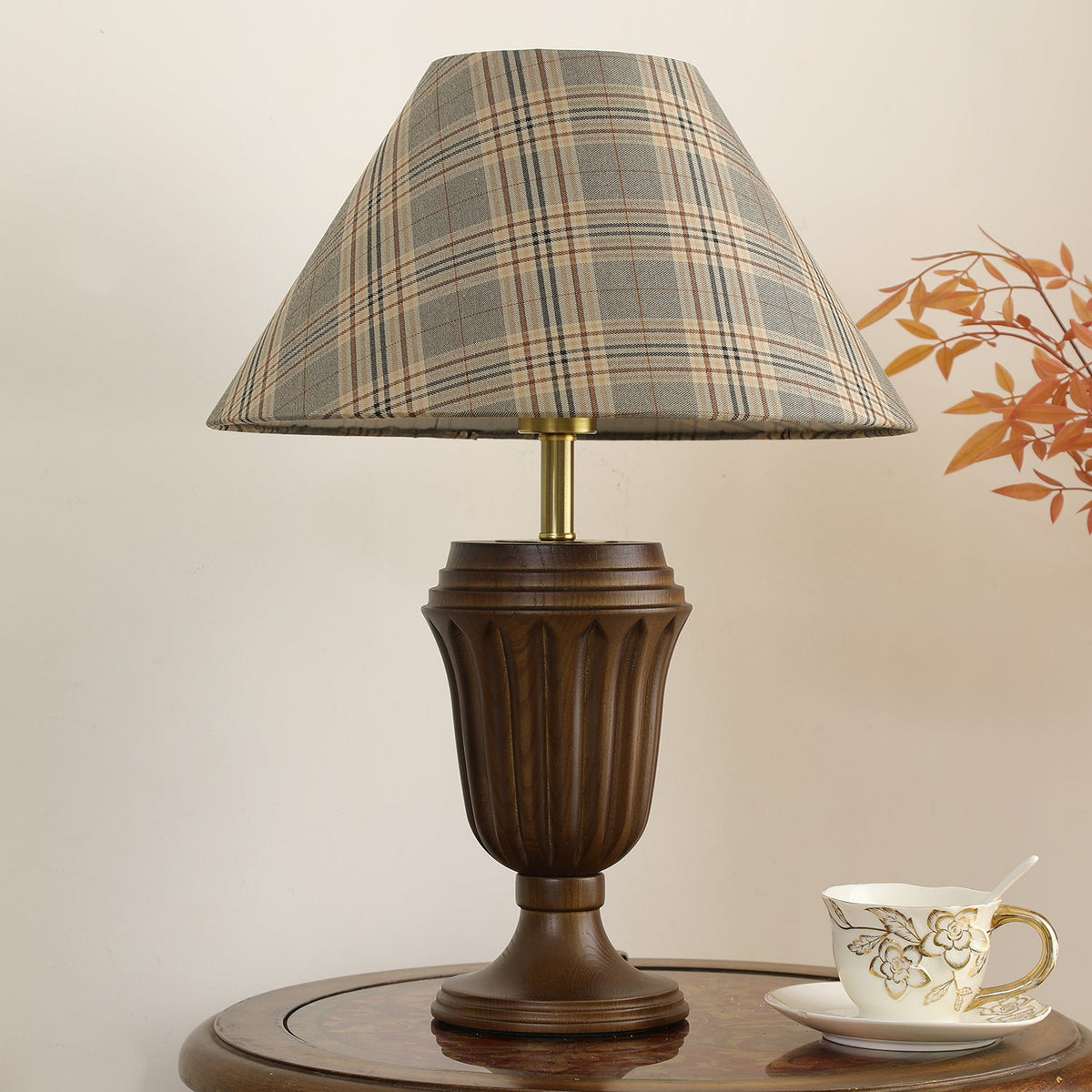 Orione Lampe de Table en Bois Et Tissu