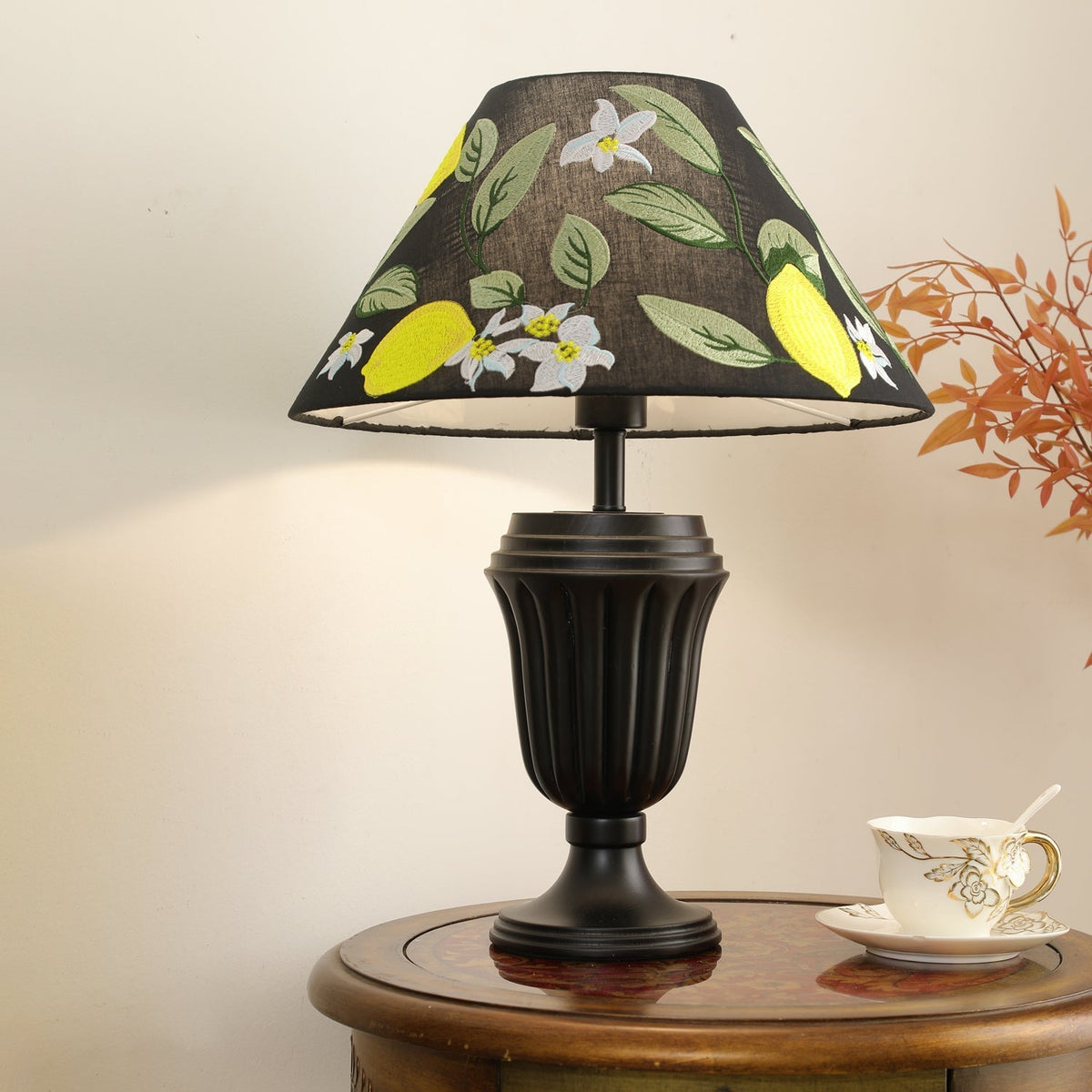 Orione Lampe de Table en Bois Et Tissu