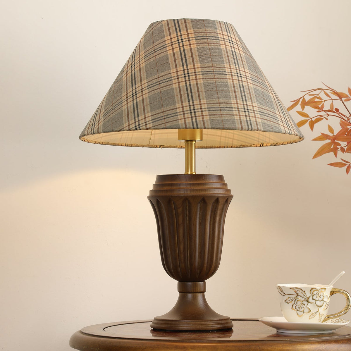 Orione Lampe de Table en Bois Et Tissu