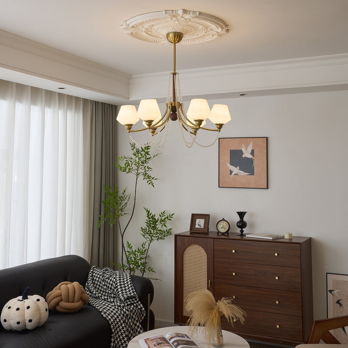Delanne Lustre Vintage Traditionnel Élégant en Bois