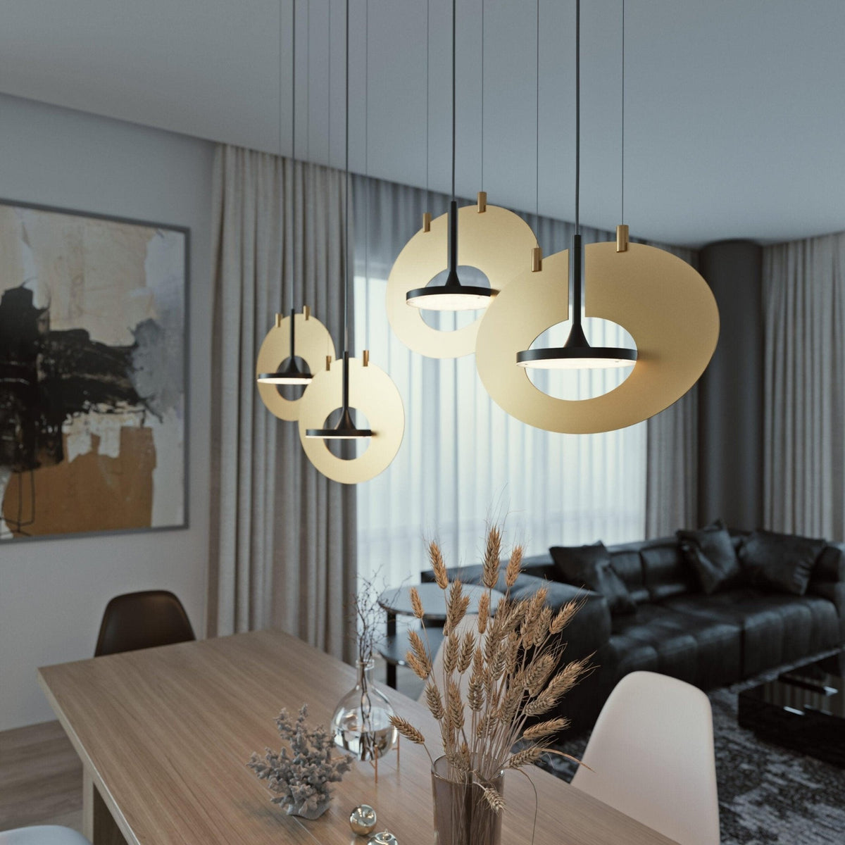 Lioresa Lampe suspendue ovale à anneau géométrique