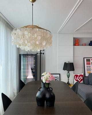 Lustra Suspension Lampe Anneau Rond en Coquillage