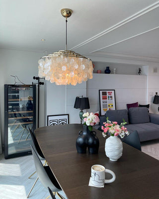 Lustra Suspension Lampe Anneau Rond en Coquillage