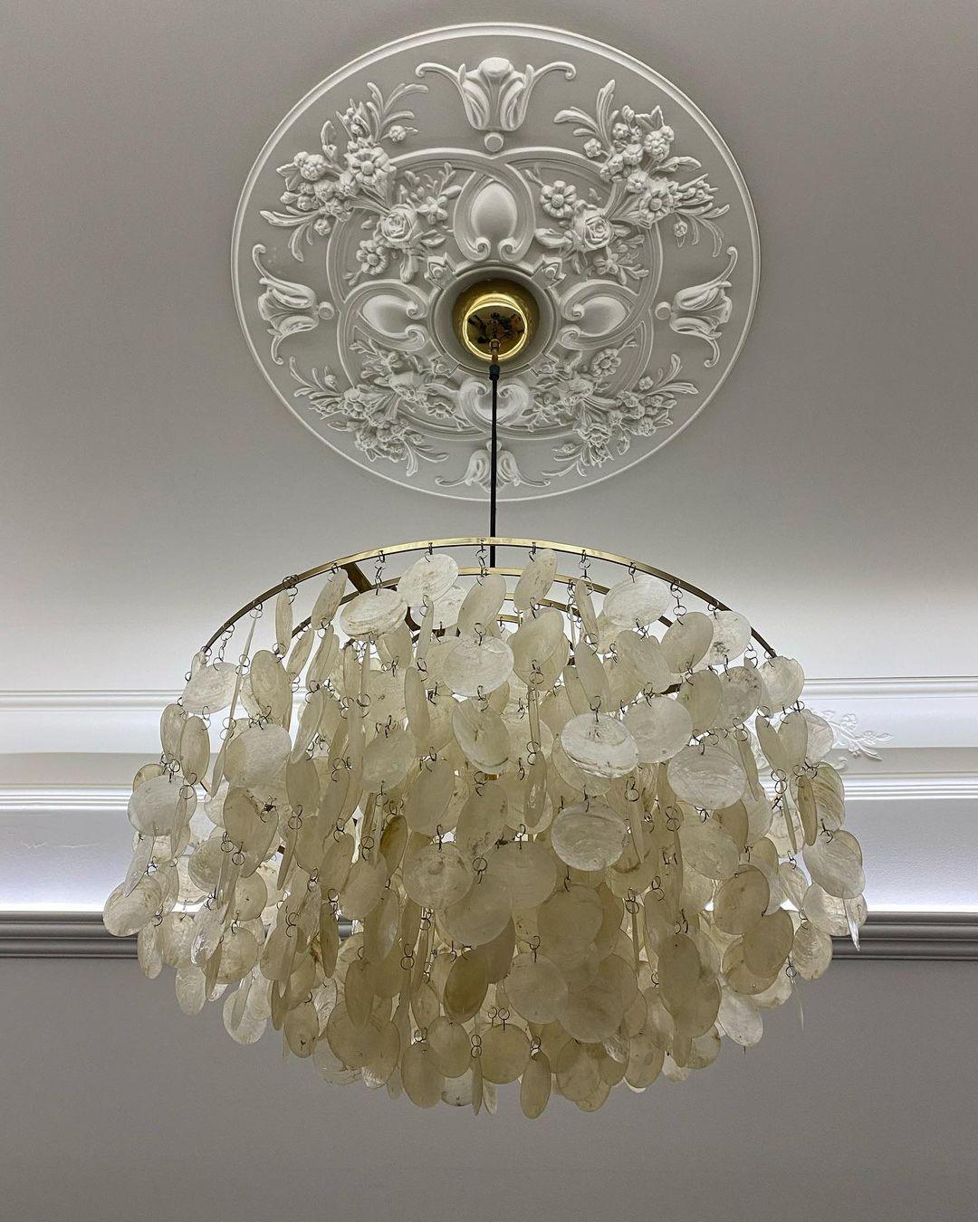 Delene Suspension Lampe Anneau Rond en Coquillage