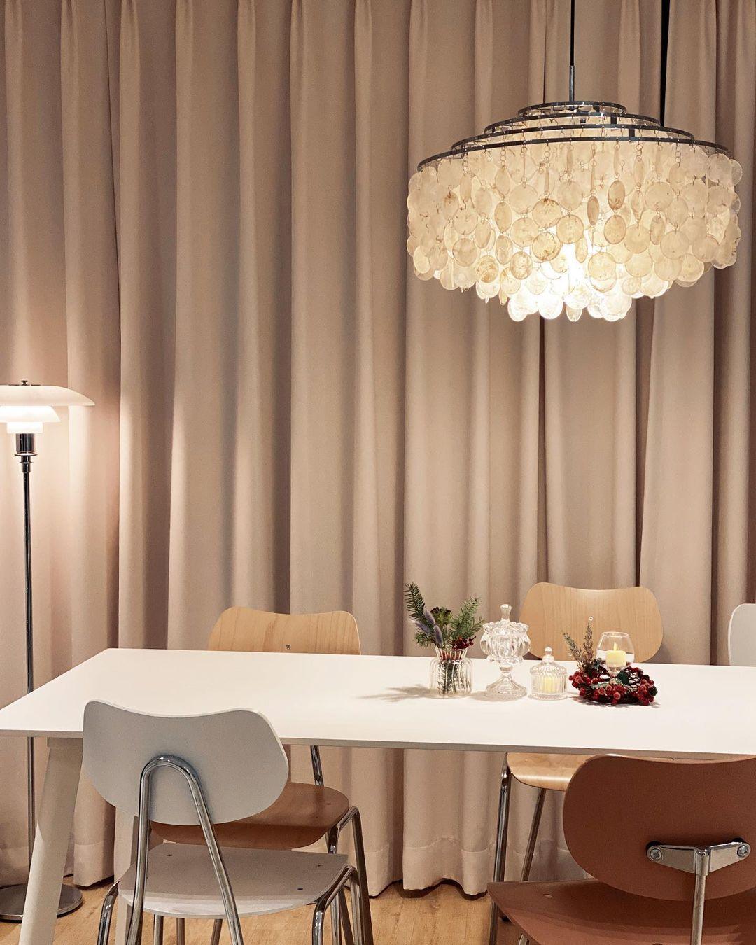 Delene Suspension Lampe Anneau Rond en Coquillage