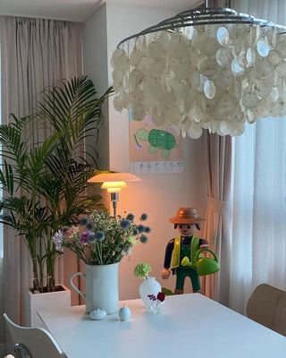 Lustra Suspension Lampe Anneau Rond en Coquillage