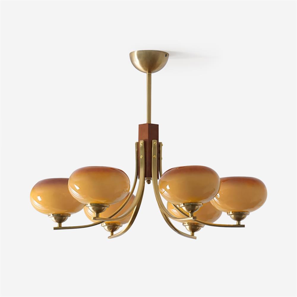 Vira 6-Light Amber Glass Globe Chandelier-Neutral Decor
