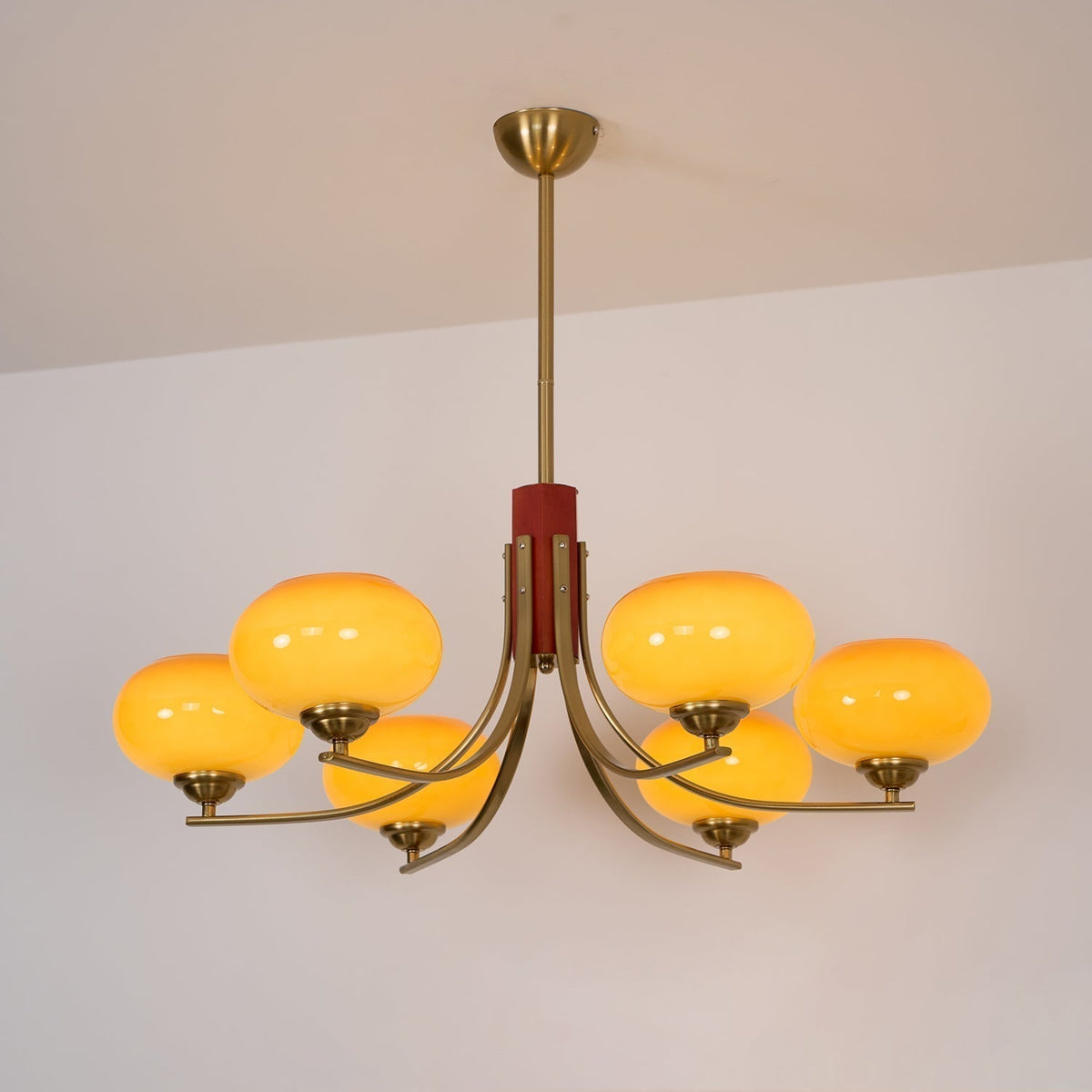 Vira 6-Light Amber Glass Globe Chandelier-Neutral Decor