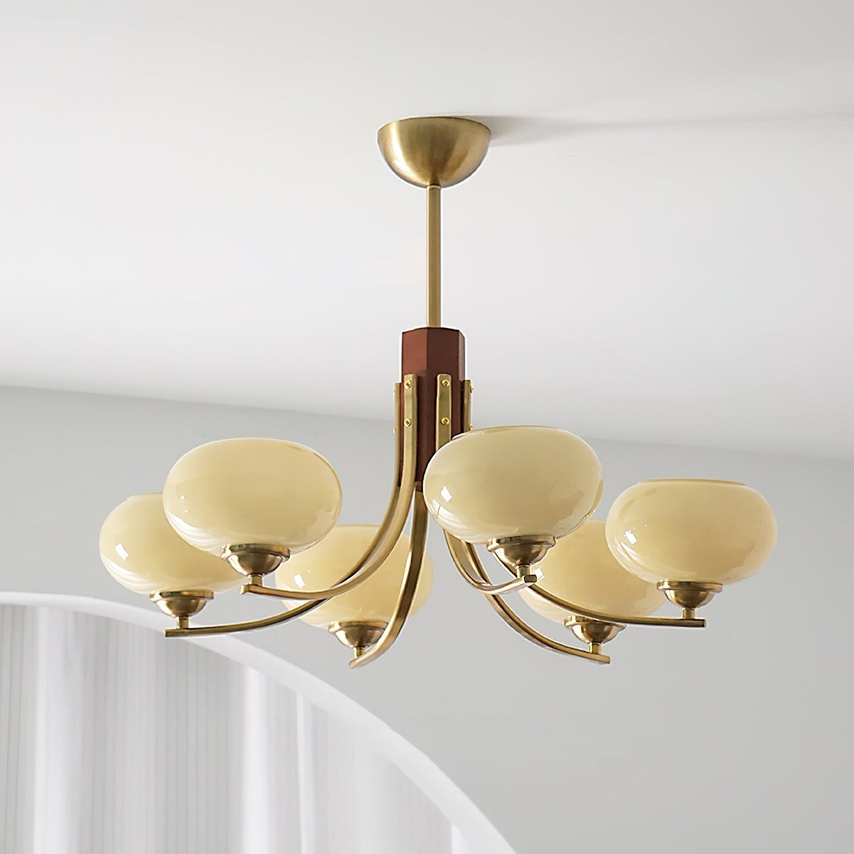 Vira 6-Light Amber Glass Globe Chandelier-Neutral Decor
